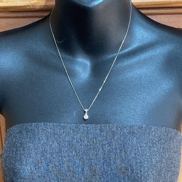 Solid Stamped 14K White Gold Designer Endless Diamond Pendant Necklace - Picture 14 of 16